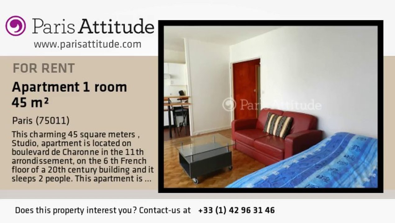 Studio Apartment for rent - Nation, Paris - Ref. 8669