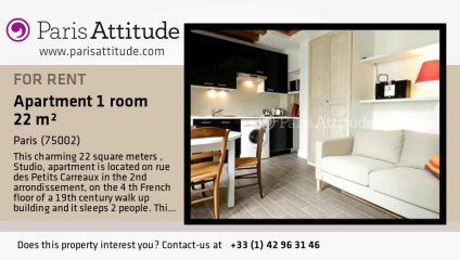 Studio Apartment for rent - Montorgueil, Paris - Ref. 8285
