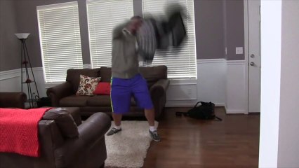 Backflip Baby! The guy play with his baby son in a cradle. Really???
