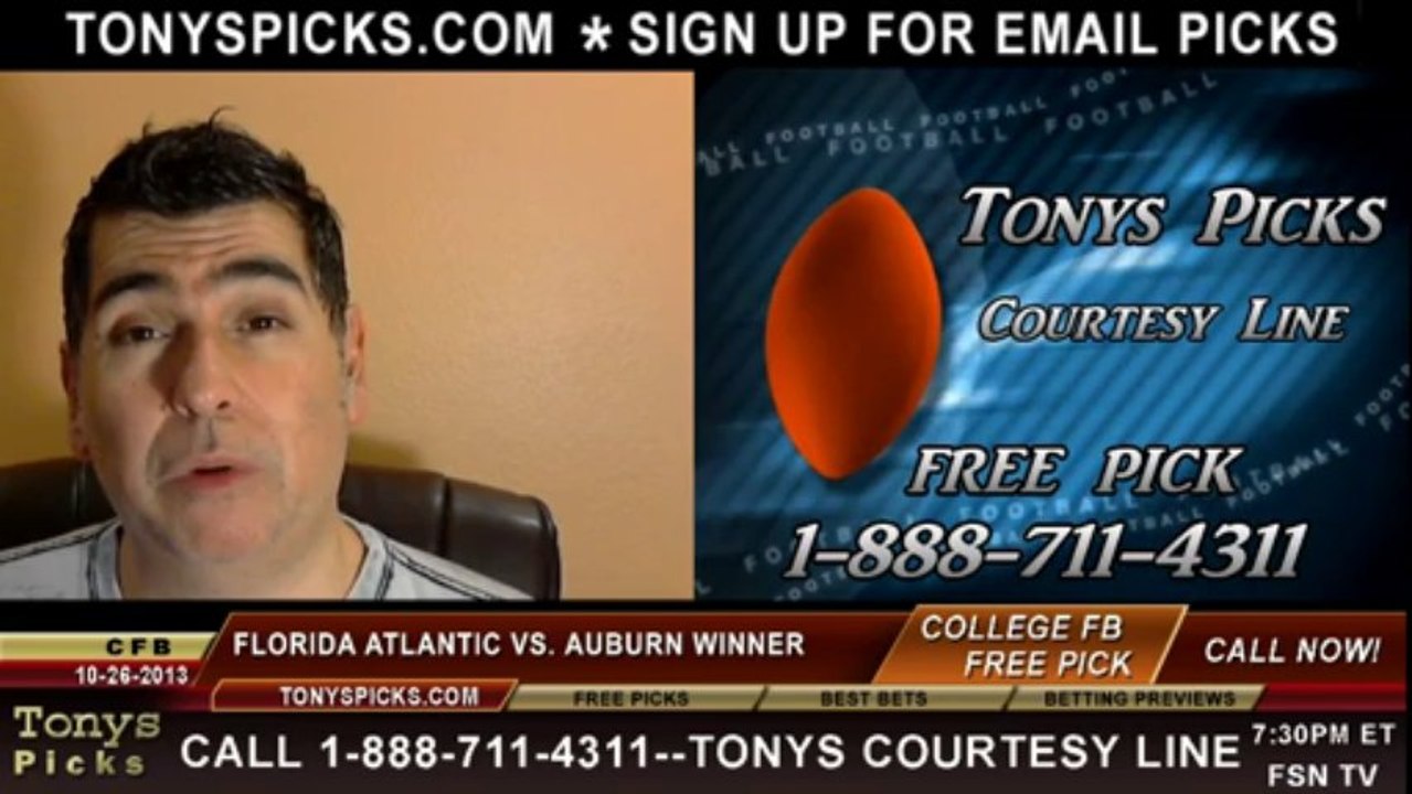 Auburn Tigers vs. Florida Atlantic Owls Pick Prediction NCAA College Football Odds Preview 10-26-2013