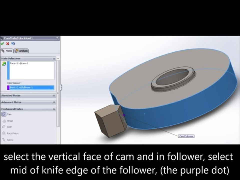 Cam Mate Tutorial,, SolidWorks 2012,, HD