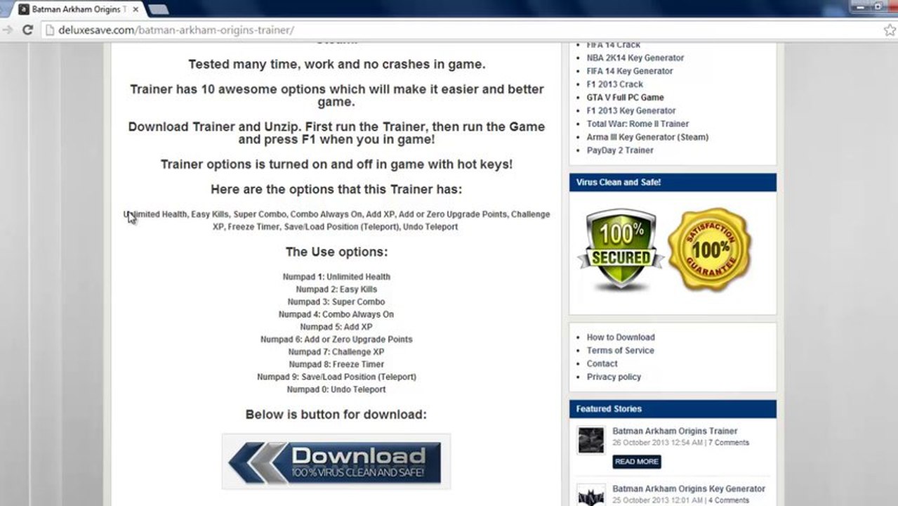 BATMAN ARKHAM ORIGINS TRAINER CHEAT MUAT TURUN [MALAYSIA]