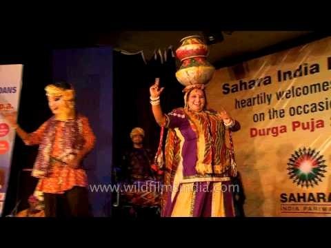 Rajasthani dancer performing Bhavai dance during Durga Puja celebration in CR Park, Delhi