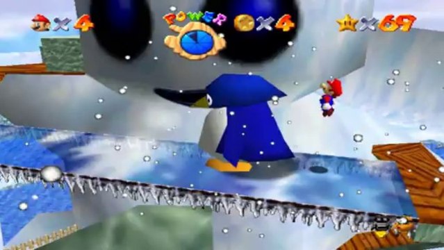 Super Mario 64 - Chez le Roi des Neiges - Etoile 1 : Grosse tête du bonhomme