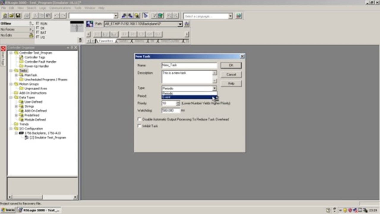 Creating a New Task on RSLogix 5000