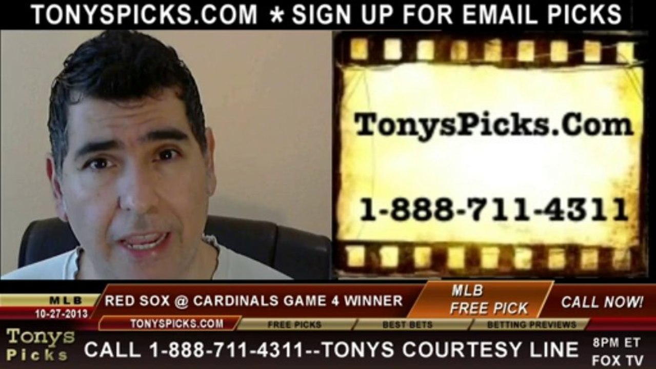 MLB Pick Game 4 St Louis Cardinals vs. Boston Red Sox World Series 3Odds Prediction Preview 10-27-2013