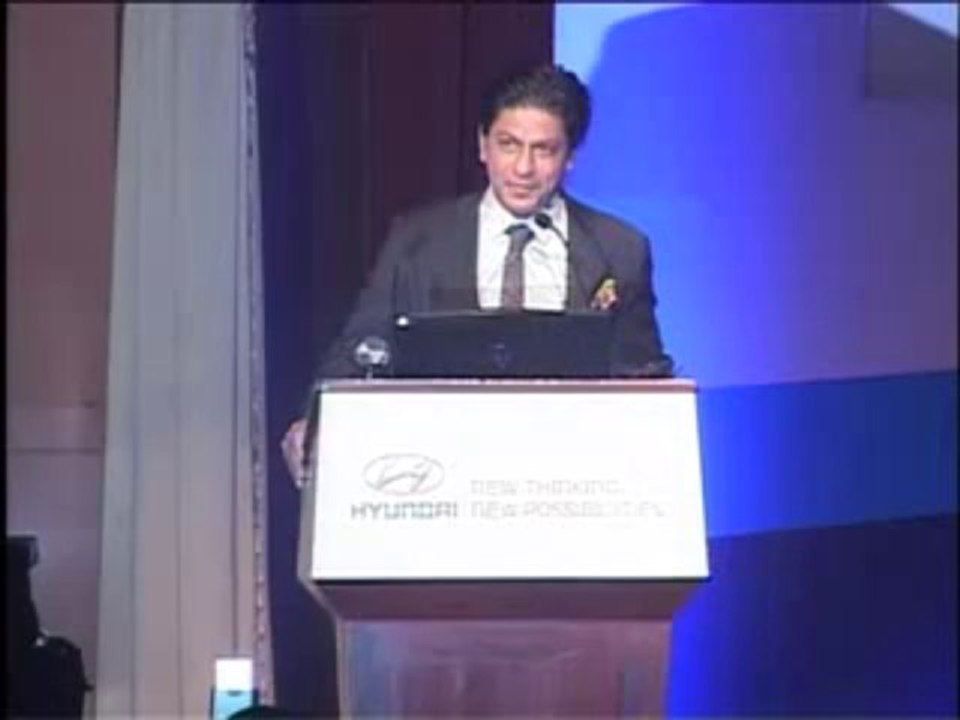 Shah Rukh Khan addressing Hyundai's 5 Millionth Car rollout