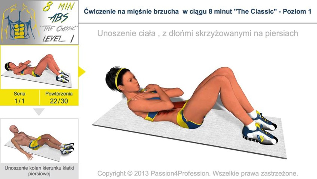 Ćwiczenie na mięśnie brzucha  w ciągu 8 minut