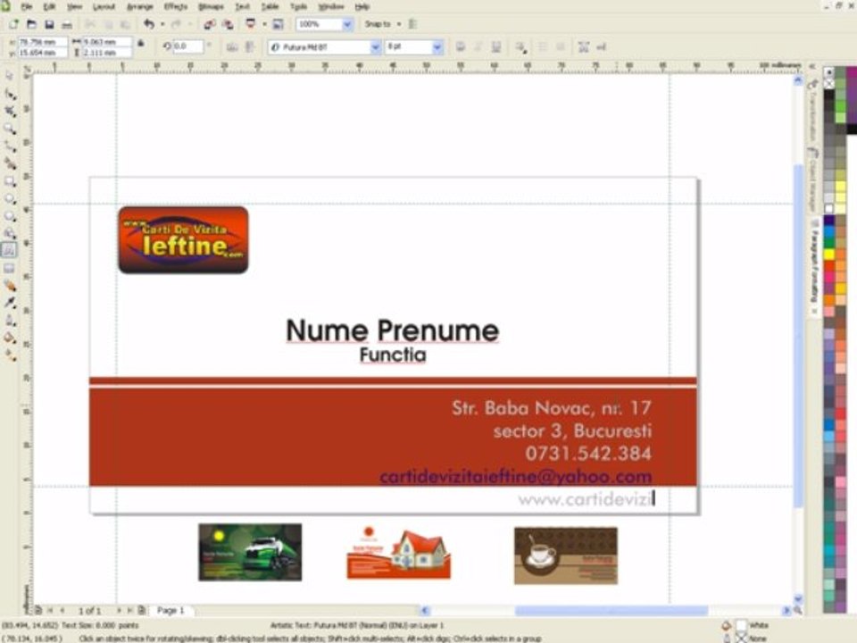 Cum sa faci carti de vizita in Corel Draw