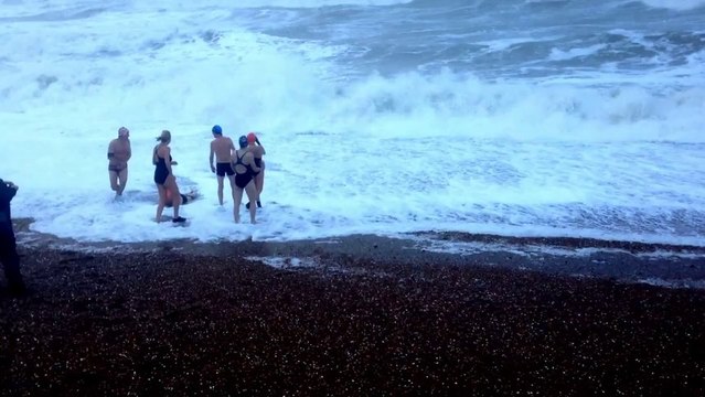 Swimmers Brave Stormy Brighton Beach