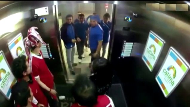 Opposing Soccer Team Fans Fight In Elevator Prank