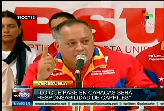 Cabello acusa a Capriles de querer generar violencia en Caracas