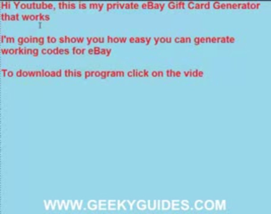 Ebay Gift Card Generator Working August 2013 ! -