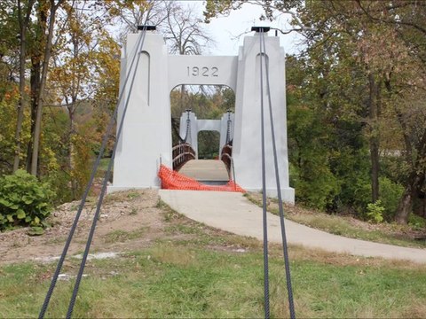 Cycling Alum Creek Trail - Suspension Bridge restoration update - Bexley Ohio