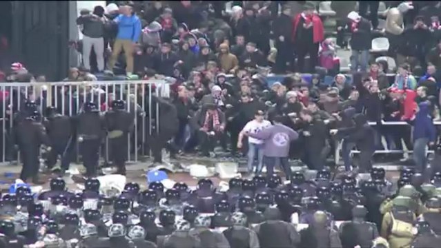 Russian football match suspended after crowd trouble