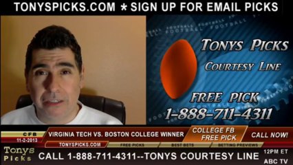 Download Video: Boston College Eagles vs. Virginia Tech Hokies Pick Prediction NCAA College Football Odds Preview 11-2-2013