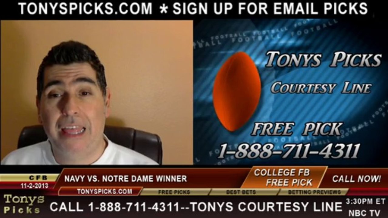 Notre Dame Fighting Irish vs. Navy Midshipmen Pick Prediction NCAA College Football Odds Preview 11-2-2013