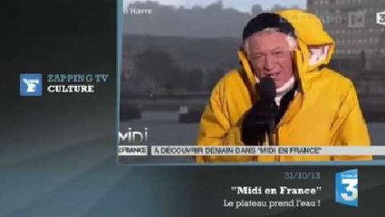 Zapping TV : un déluge s'abat en direct sur le plateau de France 3