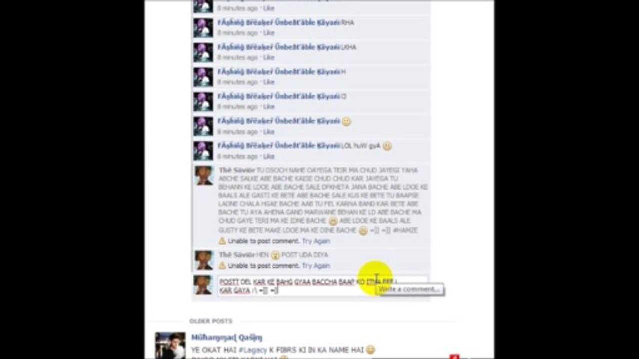 HAZMA BETE POST DELETE KAR DIYA GANDFATUU O.o LOADER TATE SE LADAEGA MUJHE HEN BAHG CHUTIYE HAMZA BHAG T00FAN AYA 8)