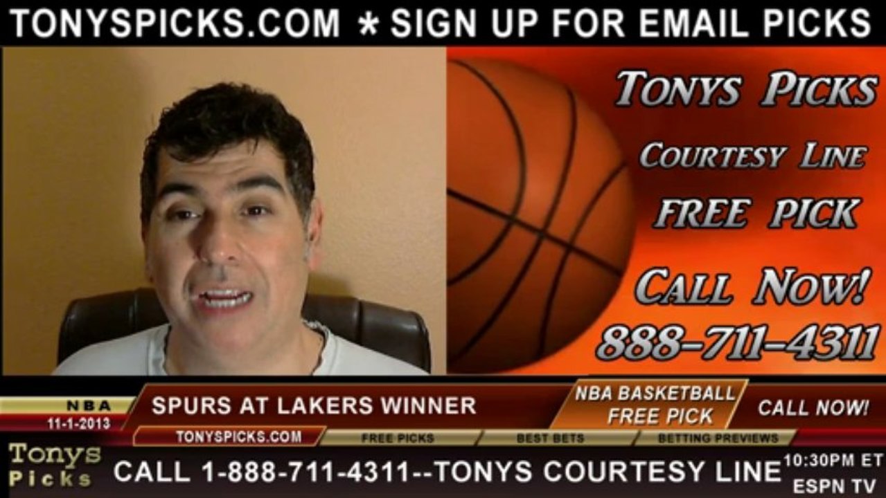 LA Lakers vs. San Antonio Spurs Pick Prediction NBA Pro Basketball Odds Preview 11-1-2013