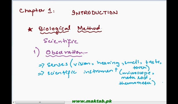 FSc Biology Book1, CH 1, LEC 7: Biological Method