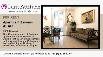 1 Bedroom Apartment for rent - Bir Hakeim, Paris - Ref. 1078