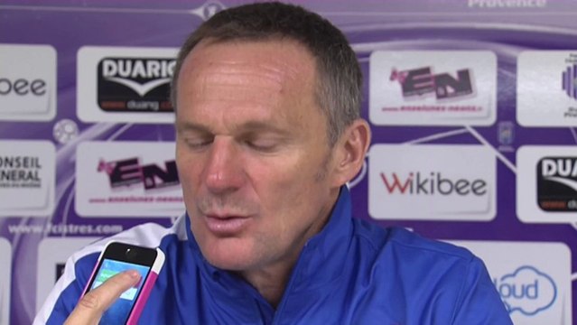 Conférence de presse FC Istres - FC Metz (1-2) : José PASQUALETTI (FCIOP) - Albert CARTIER (FCM) - 2013/2014