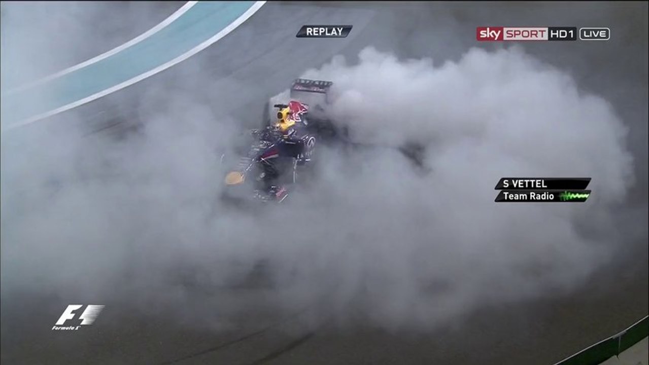 Sebastian Vettel Doughnuts and Team Radio 2013 Abu Dhabi GP