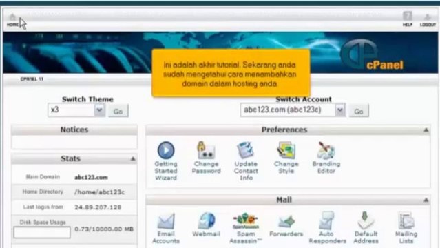 Cara menambah domain (Addon Domains) di cPanel Hosting By riauhost.net