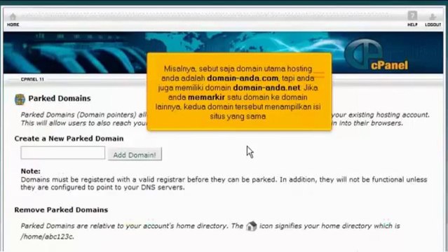 Cara Membuat Domain Parking (Parked Domains) di cPanel Hosting By riauhost.net