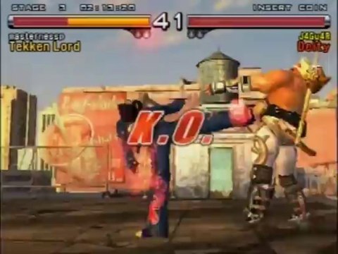 Tekken 5 | Gameplay - Hwoarang versus King | Sony PlayStation 2 (PS2) | Fullscreen