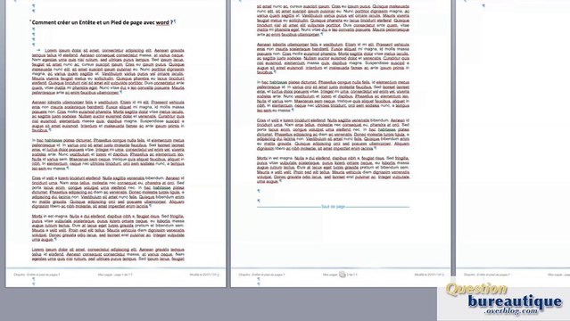 Entête et pied de page sous word - partie 1