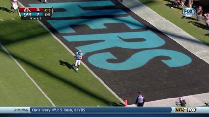 QB Newton to TE Olsen, 14-yd, pass, TD, 4th down conversion