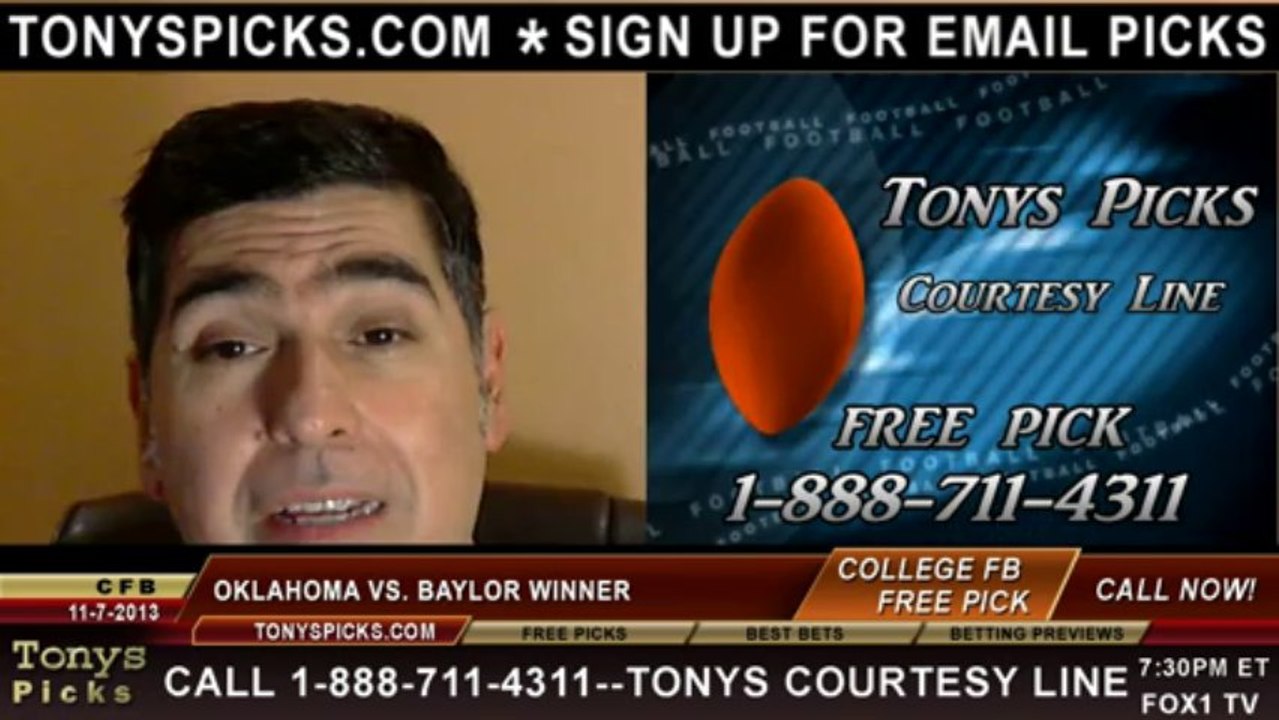 Baylor Bears vs. Oklahoma Sooners Pick Prediction NCAA College Football Odds Preview 11-7-2013