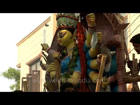 Durga Devi on a truck for Visarjan: Durga Puja in Delhi