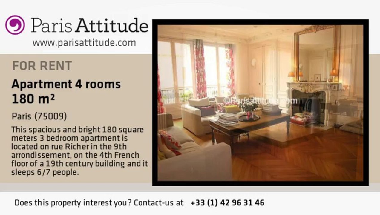 3 Bedroom Apartment for rent - Notre Dame de Lorette, Paris - Ref. 1353