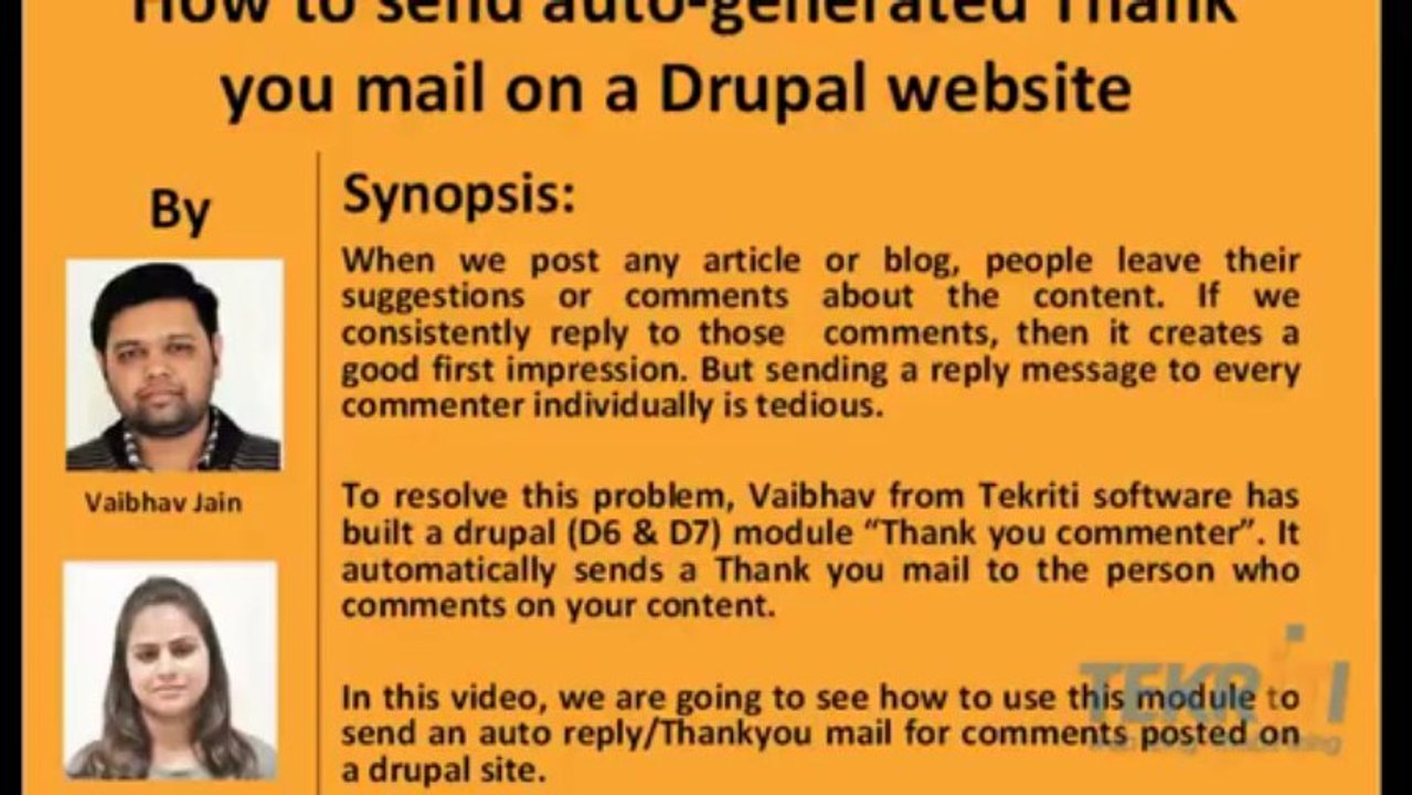 Send Auto generated mail on a Drupal website-TekritiSoftware