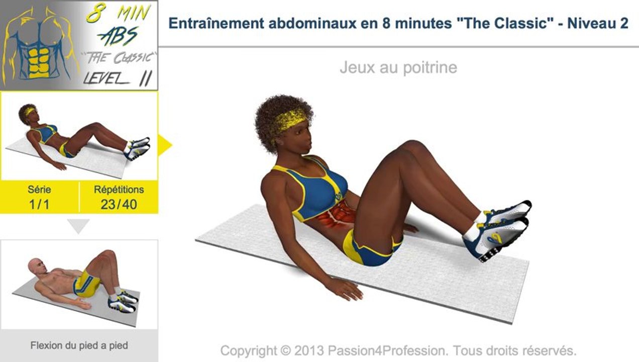 Entraînement abdominaux en 8 minutes - Niveau 2