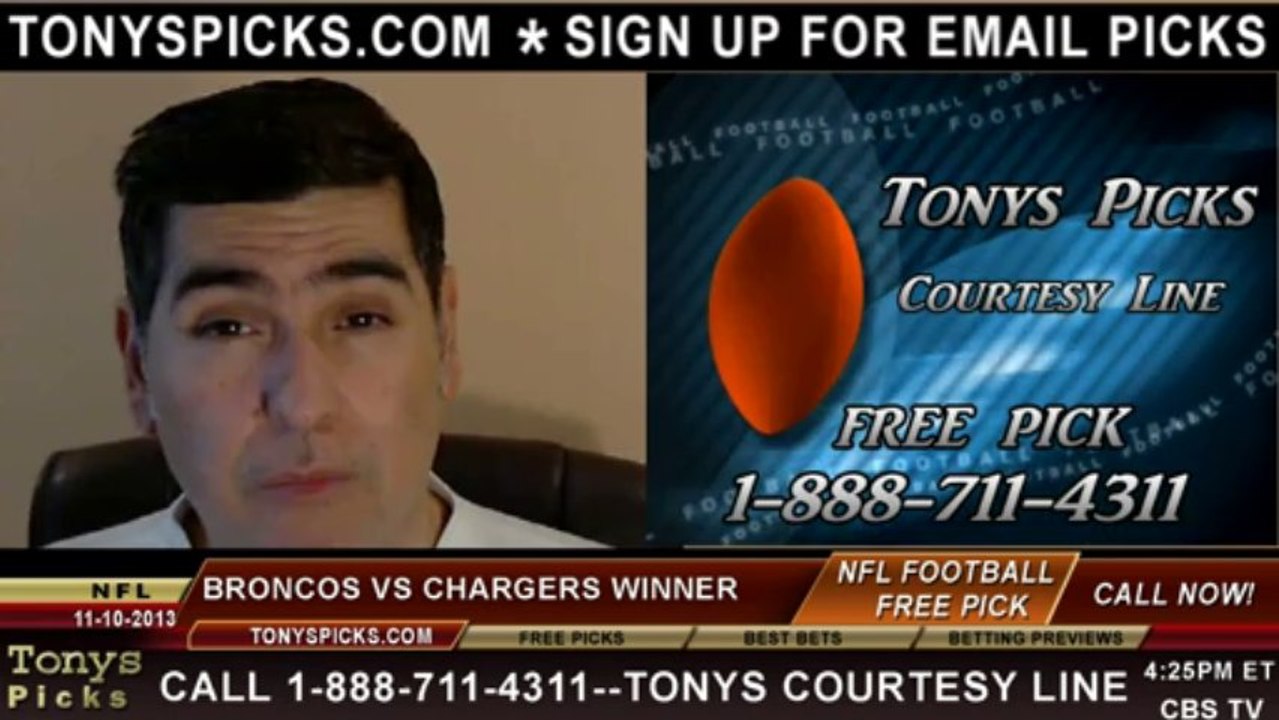 San Diego Chargers vs. Denver Broncos Pick Prediction NFL Pro Football Odds Preview 11-3-2013