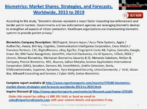 Biometrics: Market Shares, Strategies, and Forecasts, Worldwide, 2013 to 2019