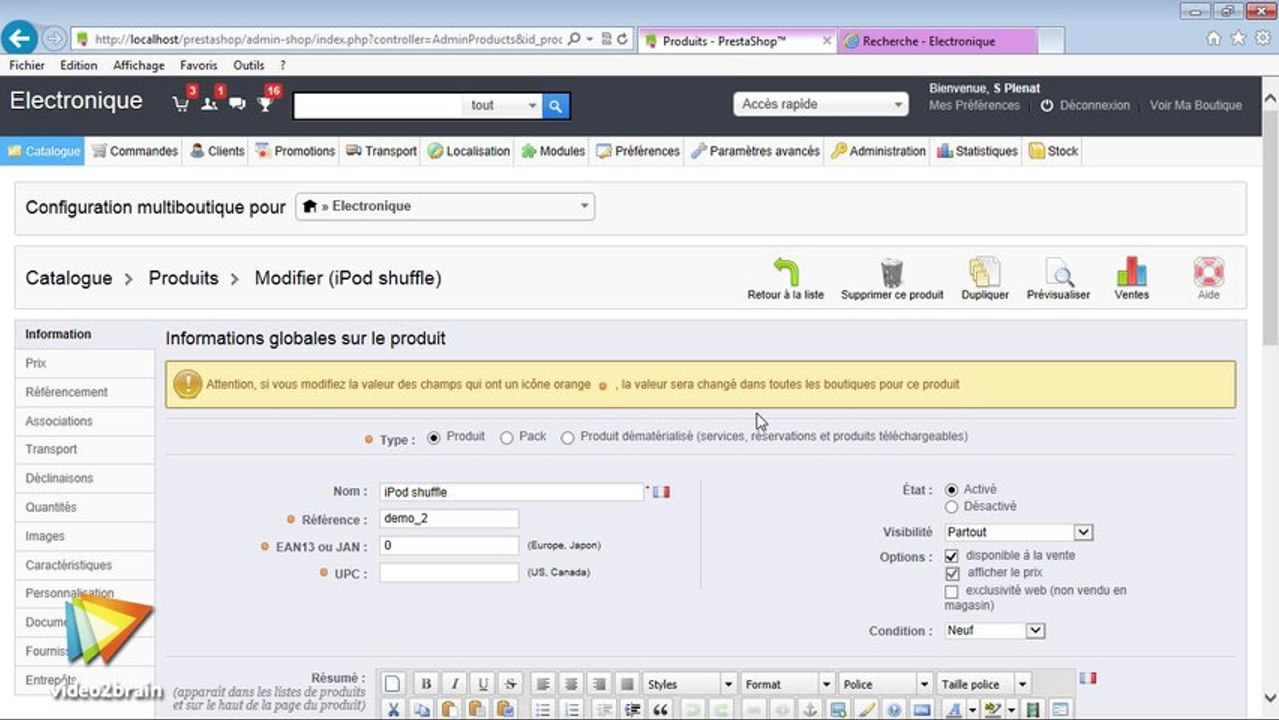 Tutoriel Prestashop 1.5 : Recherche de la boutique | video2brain.com