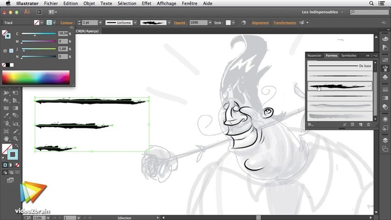 Tutoriel Illustrator CC : Forme artistique dans Illustrator CC | video2brain.com