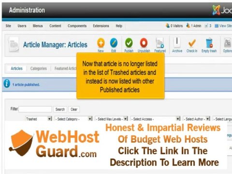 How to use the Trash Manager in Joomla | FastDot Cloud Hosting