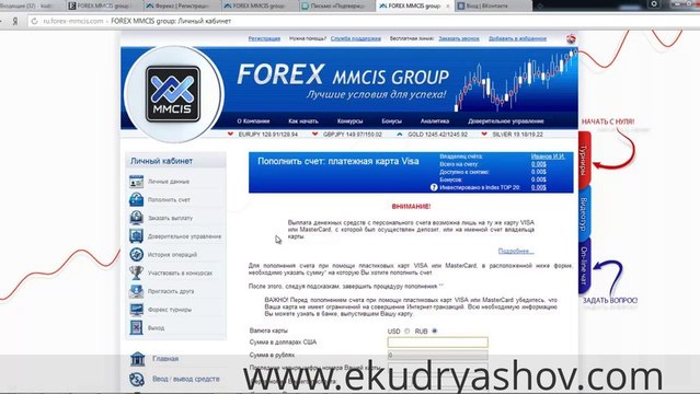 Forex MMCIS Group Пополнение счета