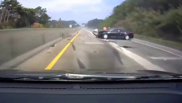 VIOLENT CAR CRASH! Driver falls asleep at wheel