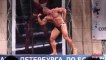 Russian bodybuilder dance like a Bollywood film star and then a chicken during a competition - YouTube [360p]