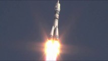 [ISS] Launch of Olympic Torch & Three Members Crew Into Space in Soyuz TMA-11M