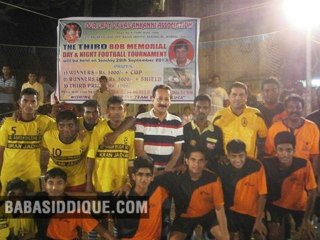 Shri. Baba Sidique supporting Day & Night Football Tournament.