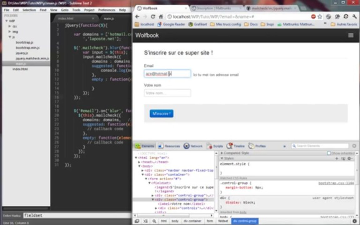Tutoriel jQuery - Mailcheck