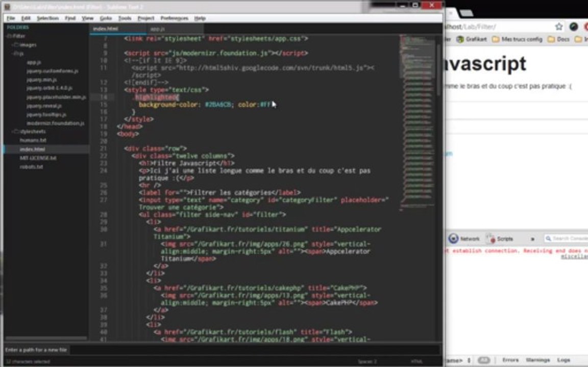 Tutoriel jQuery - Filtre rapide